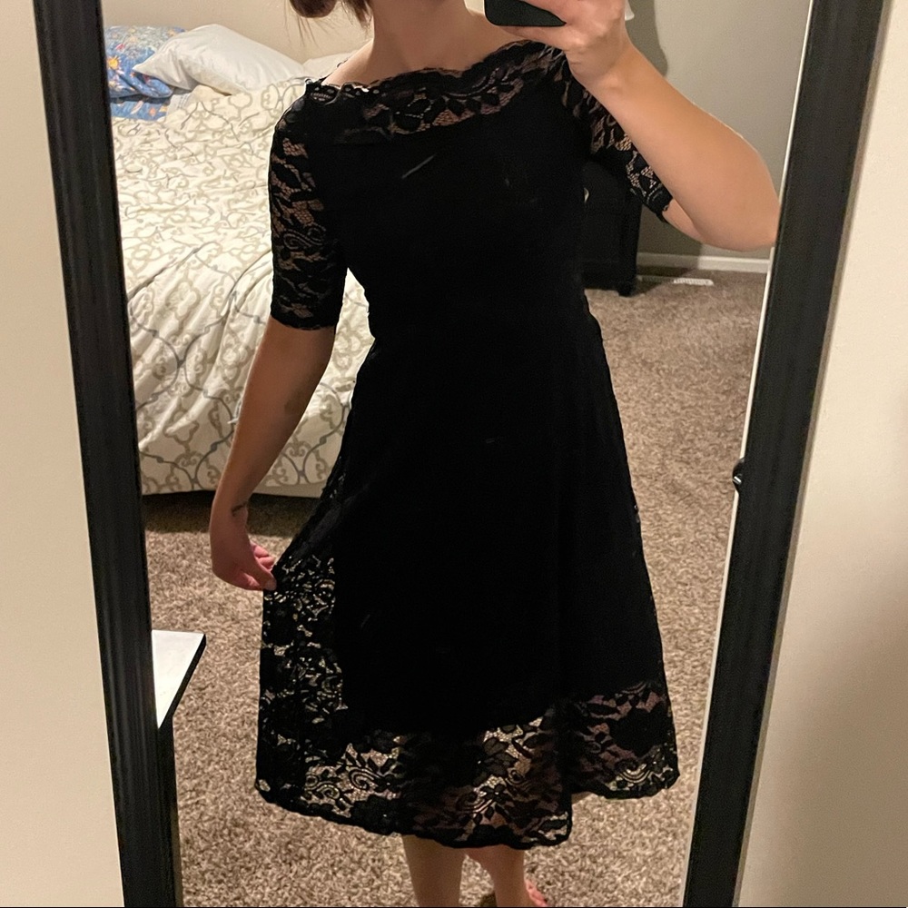 Black Lace A-Line Dress